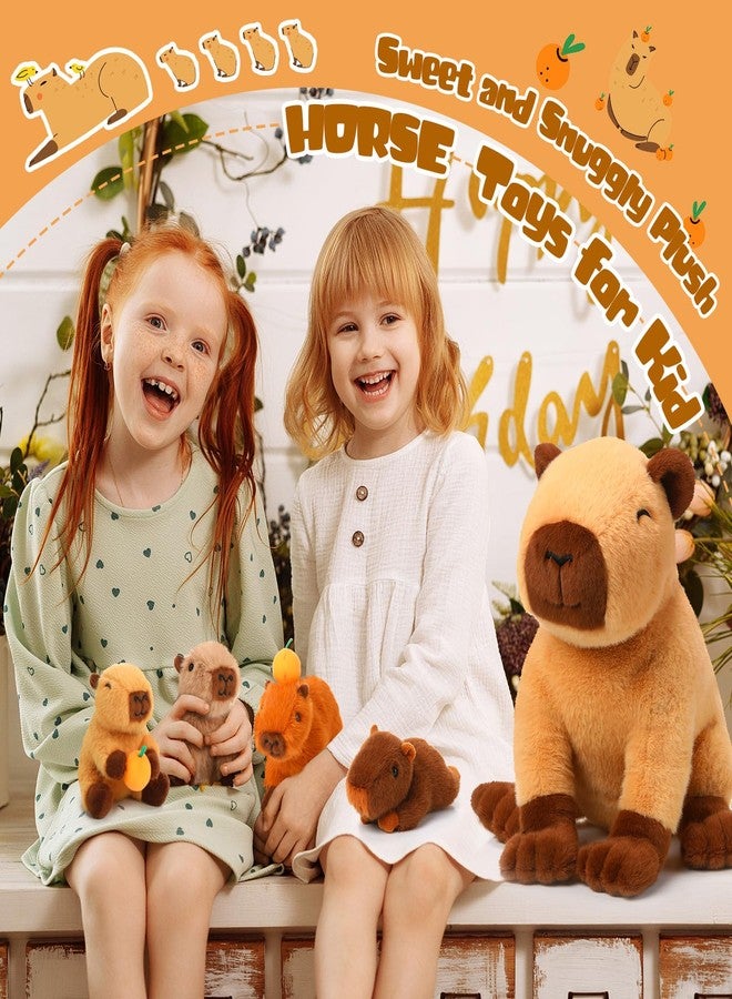 PullCrease 5-in-1 Capybara Stuffed Animals 15.75'' Capybara Mommy with 4 Cute Babies Set, Plush Pillow for Girls Boys Birthday Valentines Gift(Sitting) - Image 5